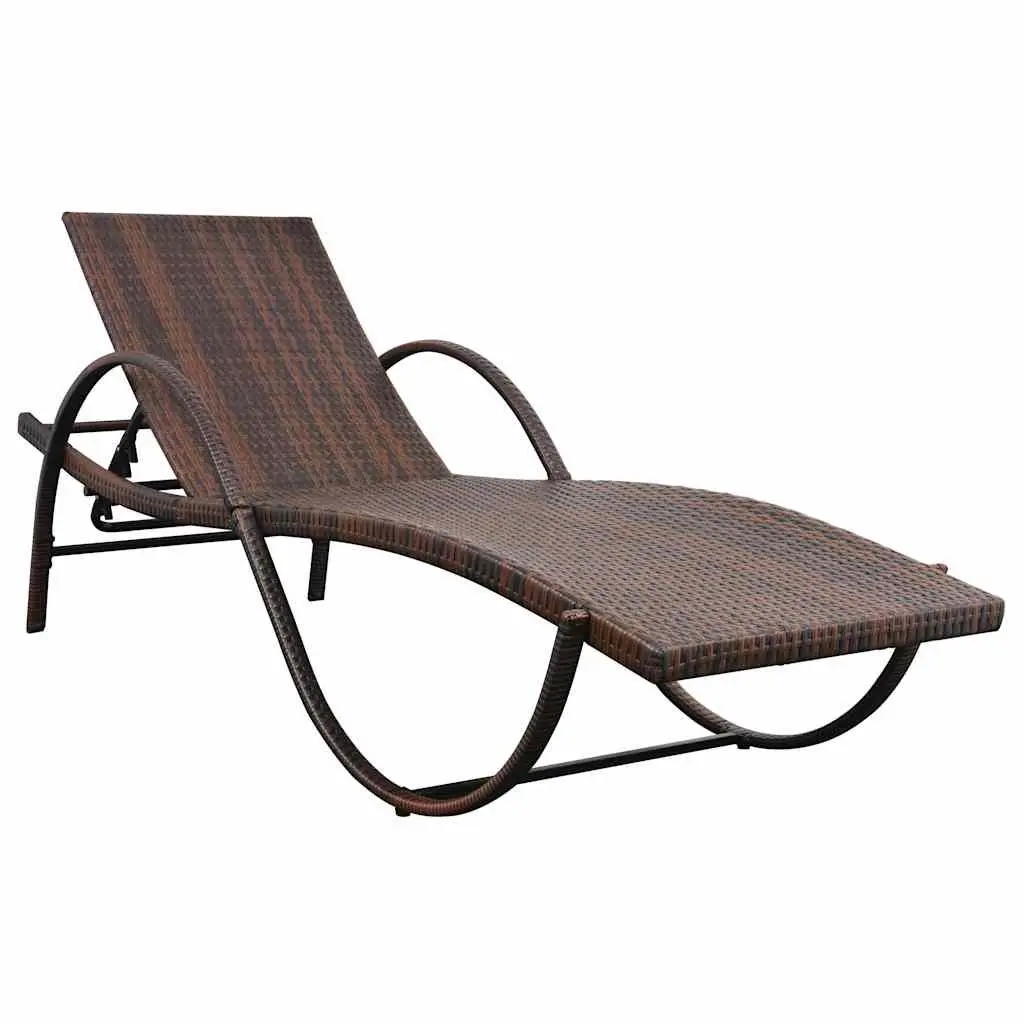 Brown Sun Lounger with Removable Cushion