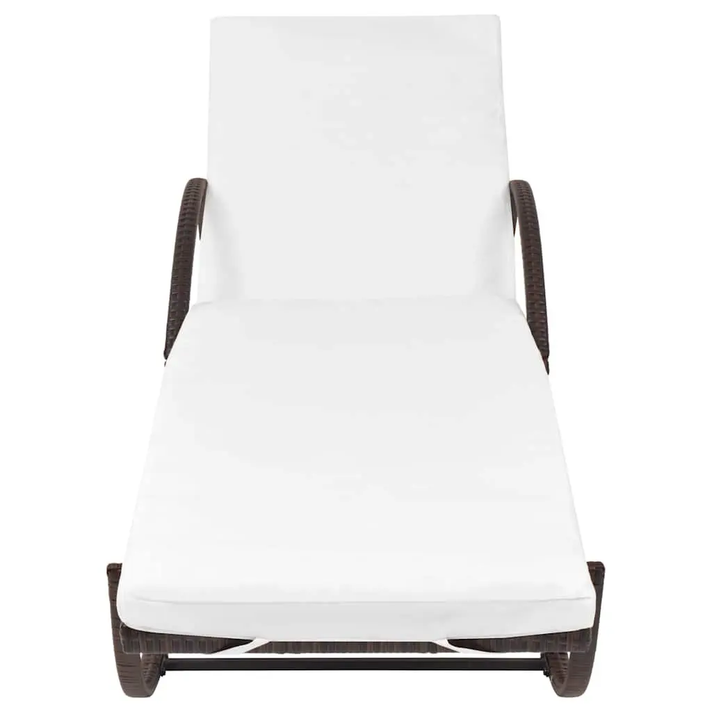 Brown Sun Lounger with Removable Cushion