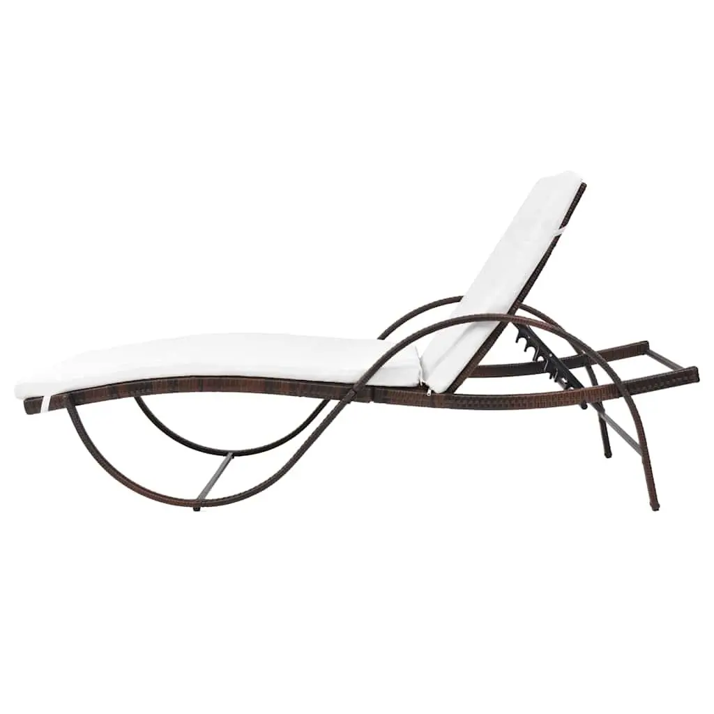 Brown Sun Lounger with Removable Cushion