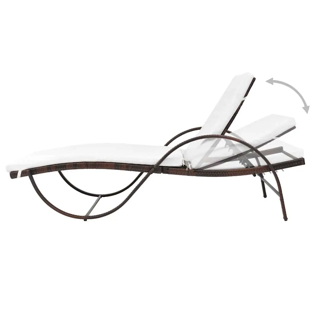 Brown Sun Lounger with Removable Cushion