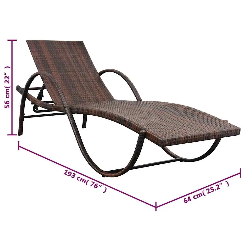Brown Sun Lounger with Removable Cushion
