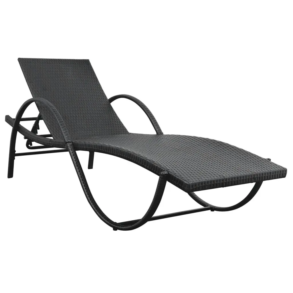 Sun Lounger with Cushion and Side Table Outdoor Garden Patio Recliner Furniture