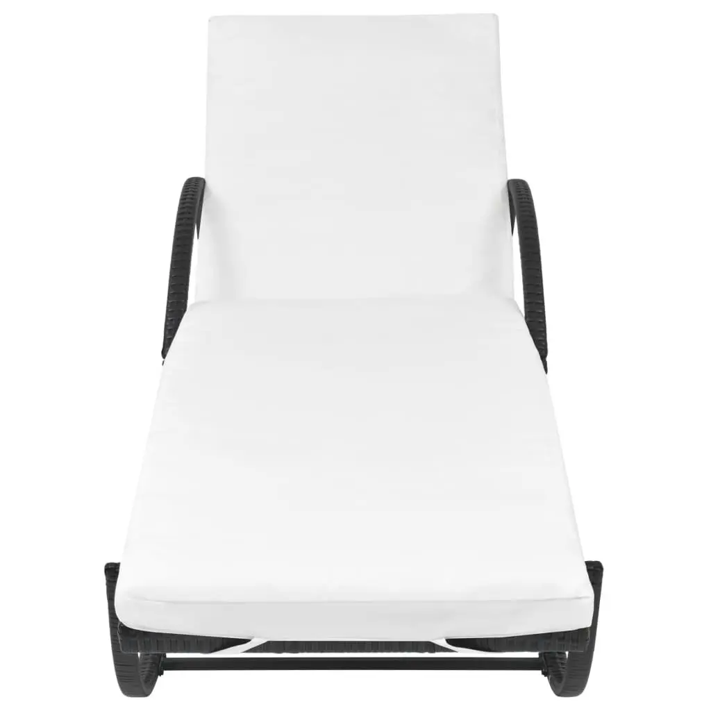 Sun Lounger with Cushion and Side Table Outdoor Garden Patio Recliner Furniture