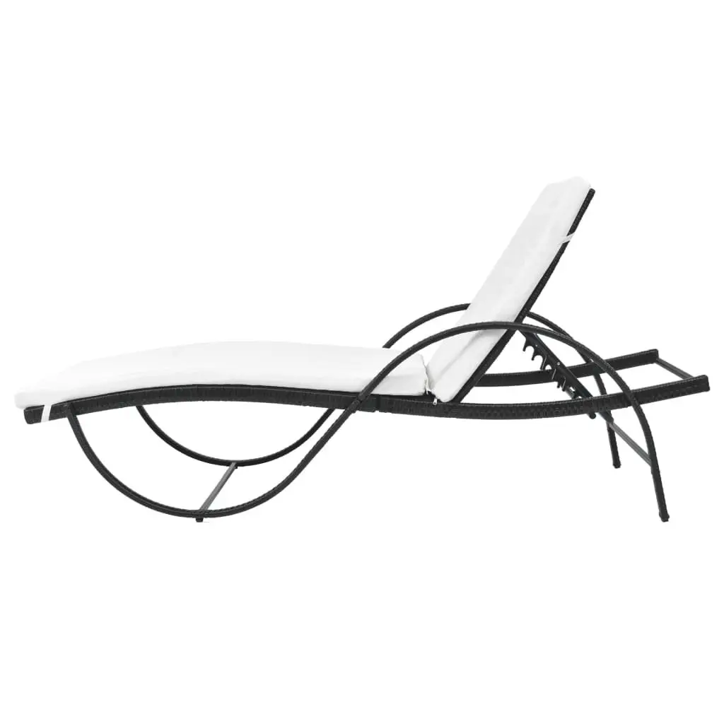 Sun Lounger with Cushion and Side Table Outdoor Garden Patio Recliner Furniture