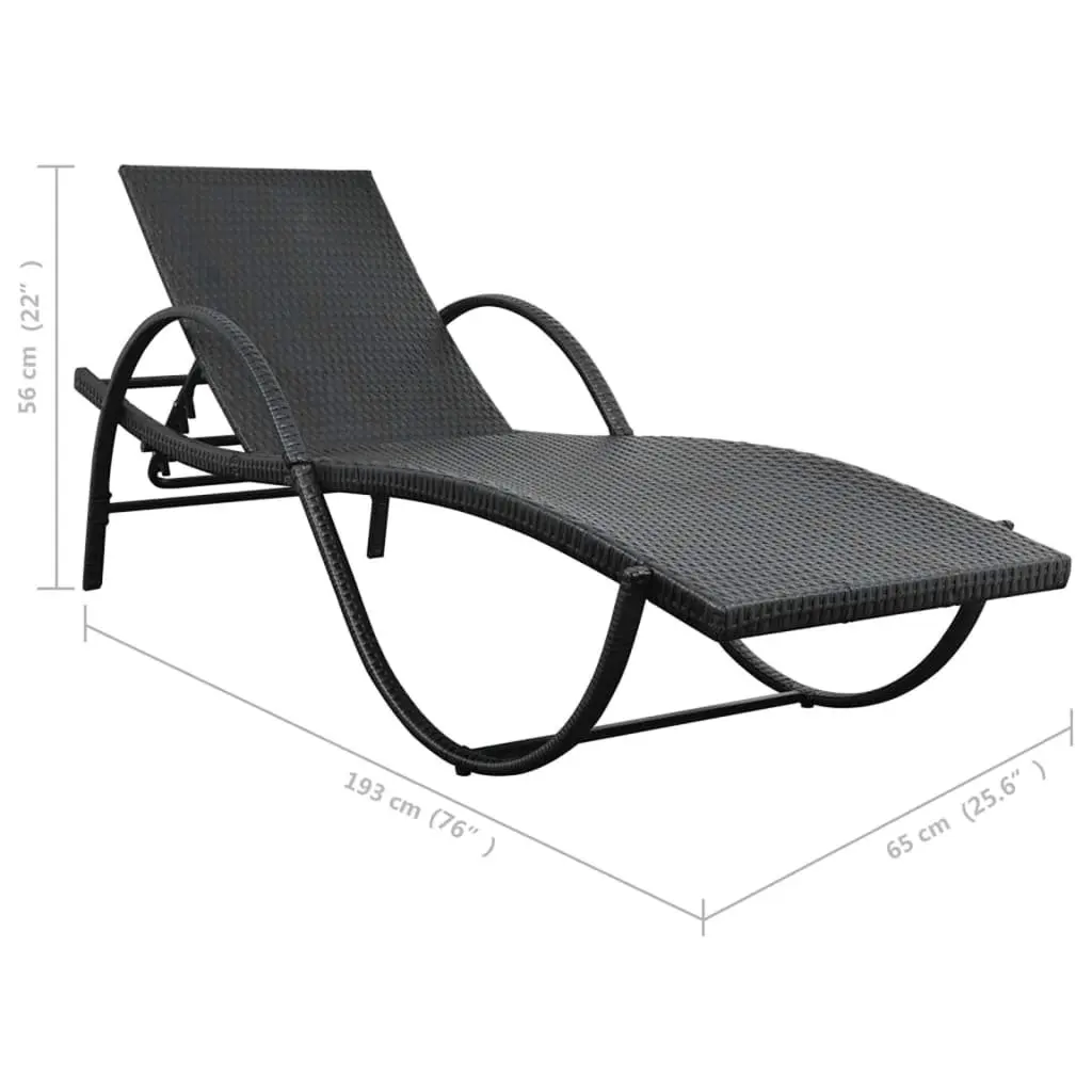 Sun Lounger with Cushion and Side Table Outdoor Garden Patio Recliner Furniture