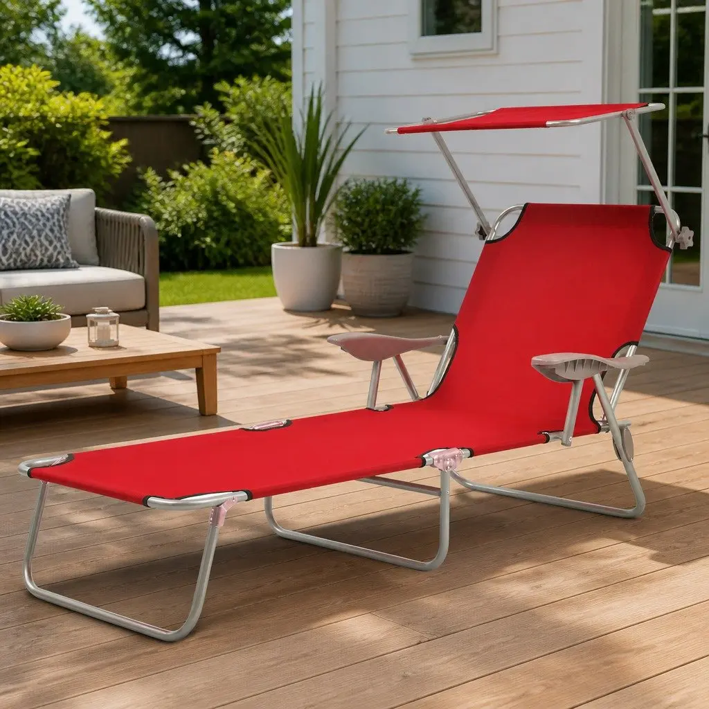 Red Sun Lounger for Outdoor Fun