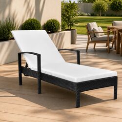 Sun Lounger Outdoor Recliner Adjustable Backrest Garden Patio Lounge Chair Black