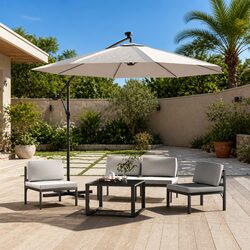Compact 300cm Outdoor Parasol with Solar Lighting