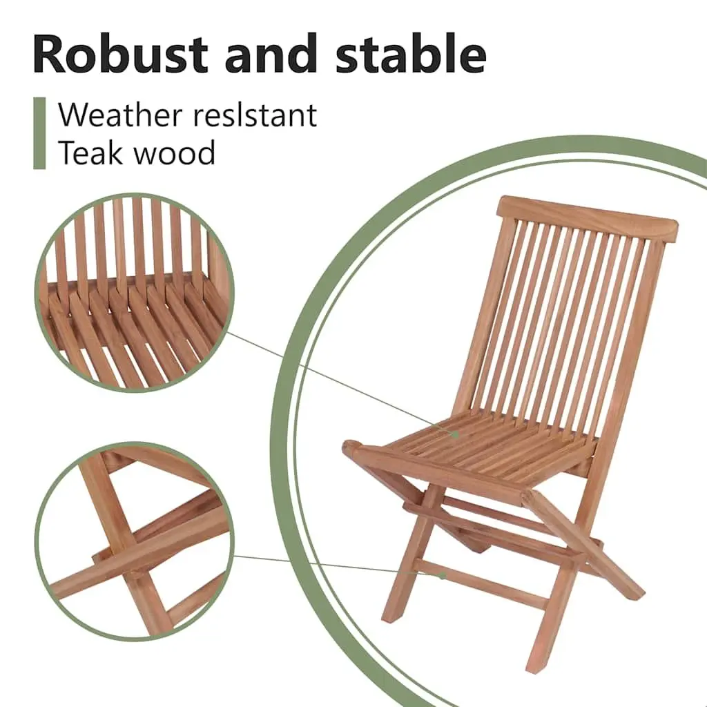 Folding Chairs Set Brown Teak Hardwood 4 Piece Outdoor Garden Seating