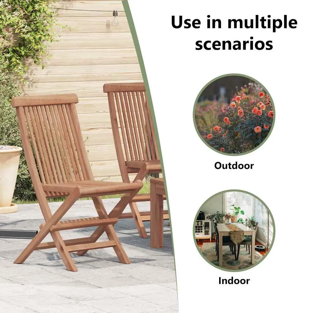 Folding Chairs Set Brown Teak Hardwood 4 Piece Outdoor Garden Seating