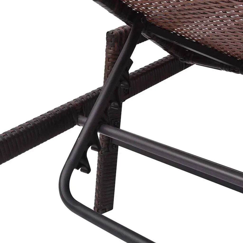 Sun Lounger Brown Adjustable Backrest and Footrest with Thick Removable Cushion