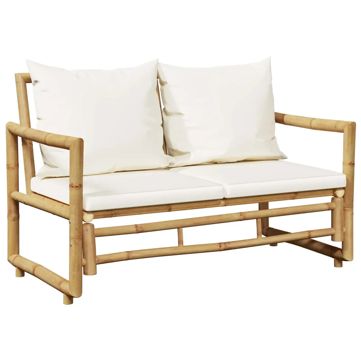 Bamboo Garden Bench Brown 2 Seater Outdoor Sofa Removable Cushions