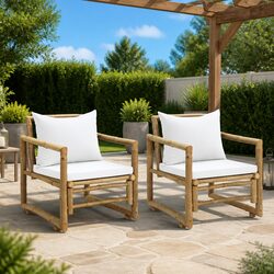 Bamboo Outdoor Chairs Set with Cushions