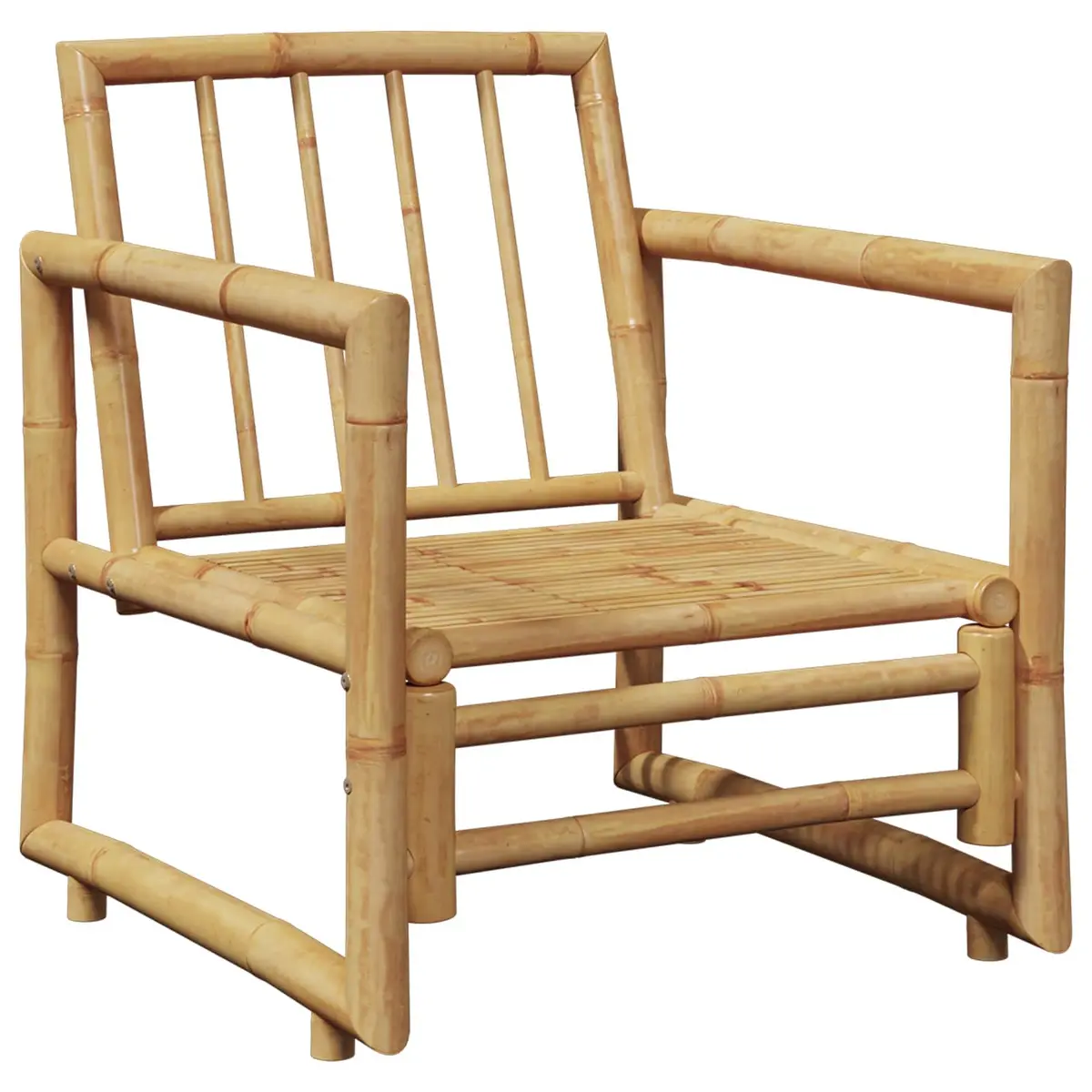 Bamboo Garden Chairs Brown 2 pcs with Cushions Backrest for Outdoor Patio Seating