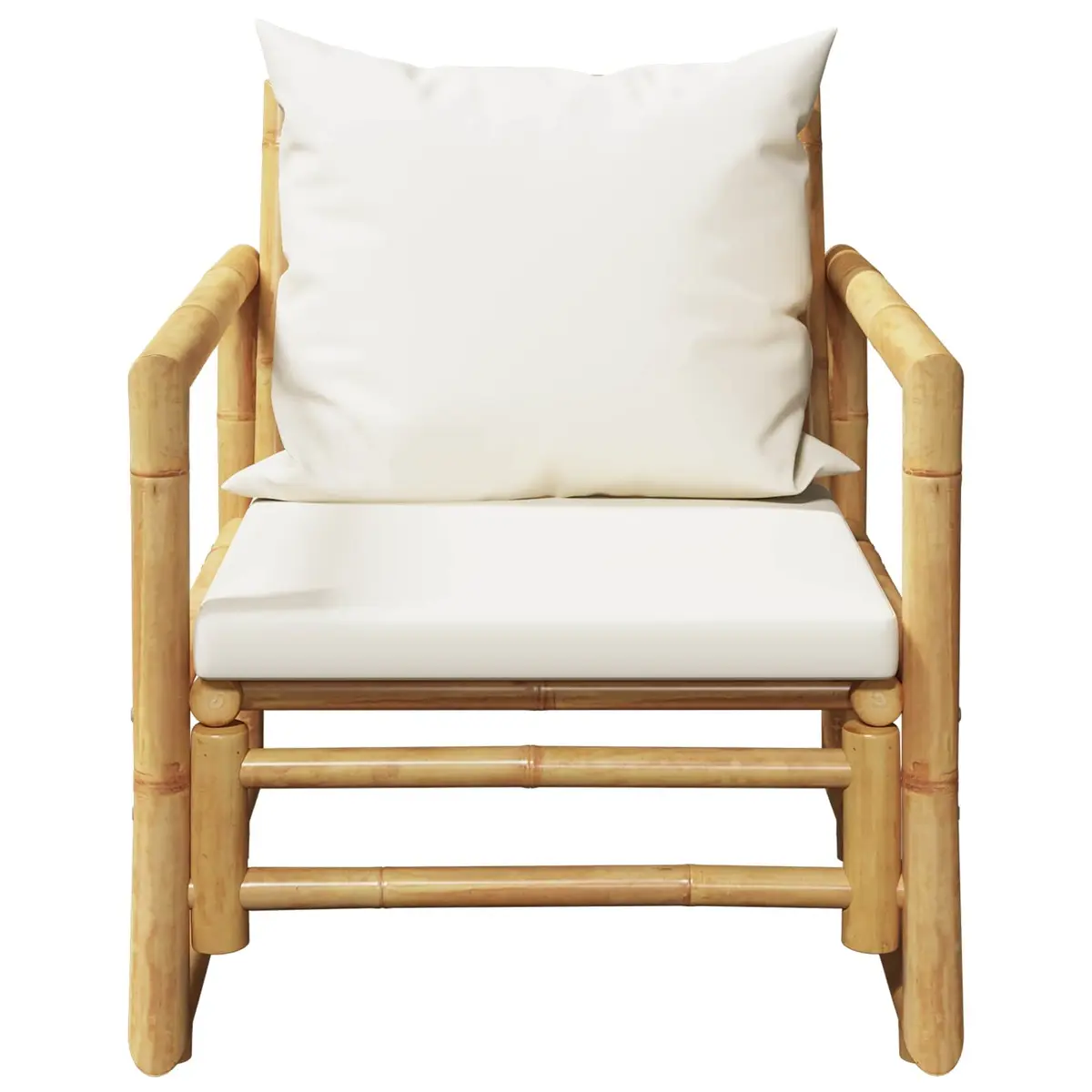 Bamboo Garden Chairs Brown 2 pcs with Cushions Backrest for Outdoor Patio Seating