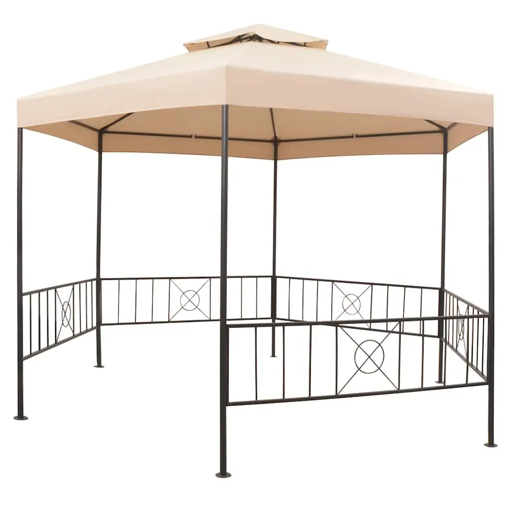 Hexagonal Garden Gazebo Beige 323 x 265 cm Water-resistant Roof