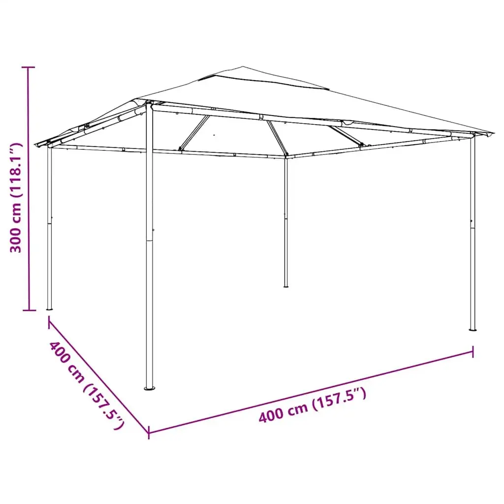 Gazebo Pavilion Tent Canopy Beige 4x4m Outdoor Shelter Steel Frame
