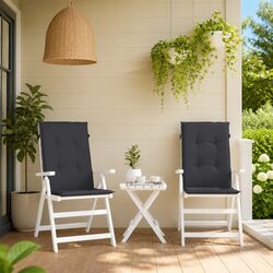 2 Pack Anthracite Highback Chair Cushions for Outdoor Use
