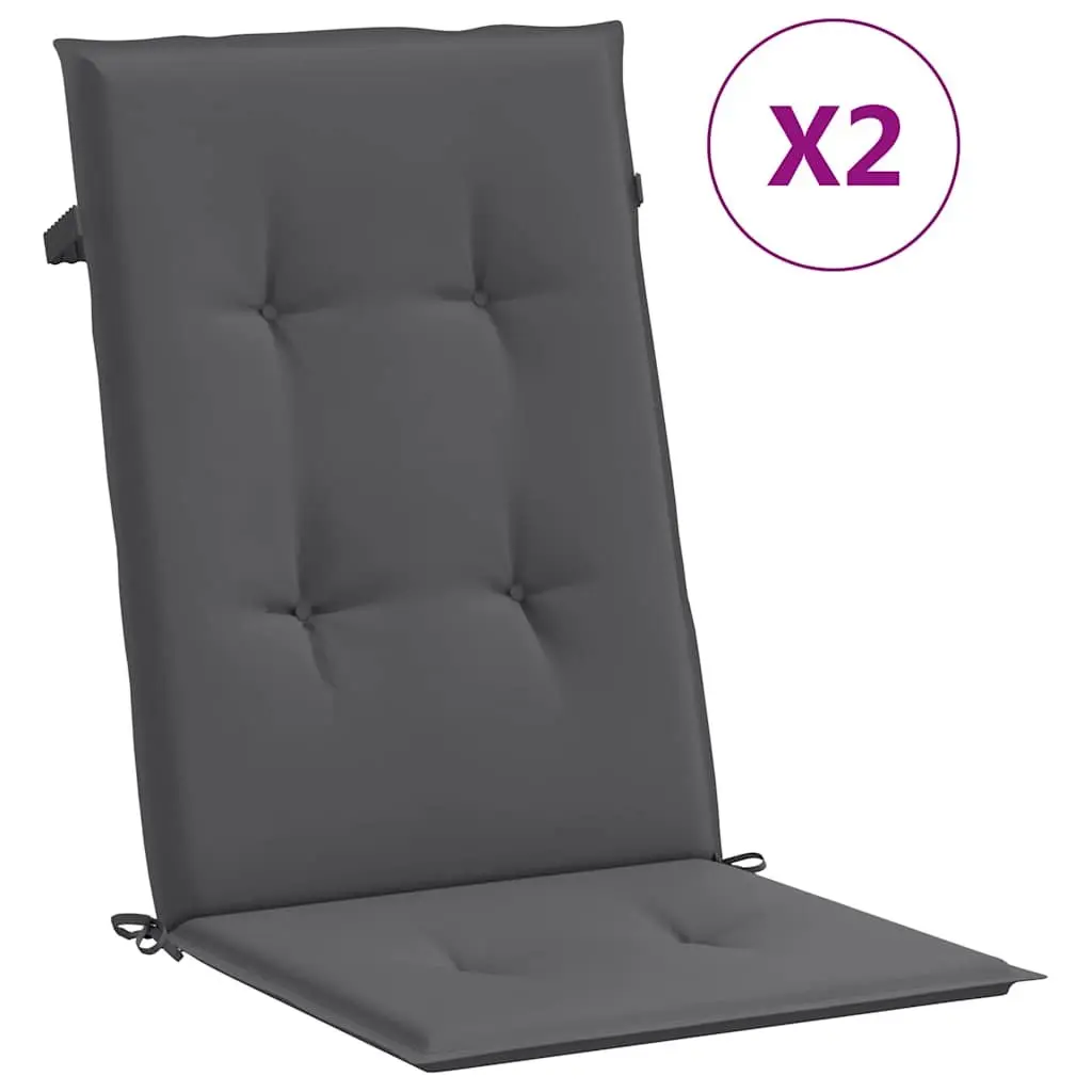 Highback Chair Cushions Anthracite 120x50x2 cm Soft Foam Fibre Filling Outdoor Patio 2 Pack