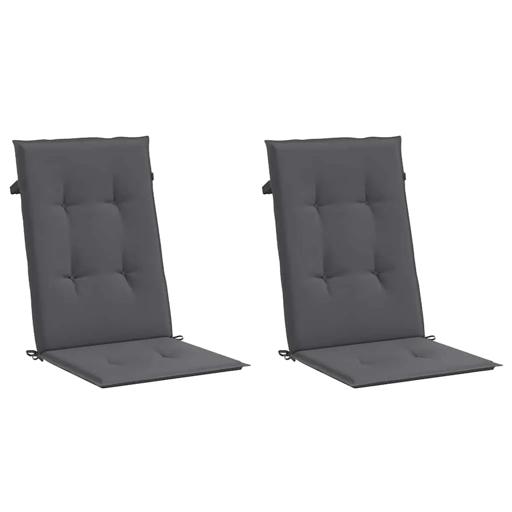 Highback Chair Cushions Anthracite 120x50x2 cm Soft Foam Fibre Filling Outdoor Patio 2 Pack