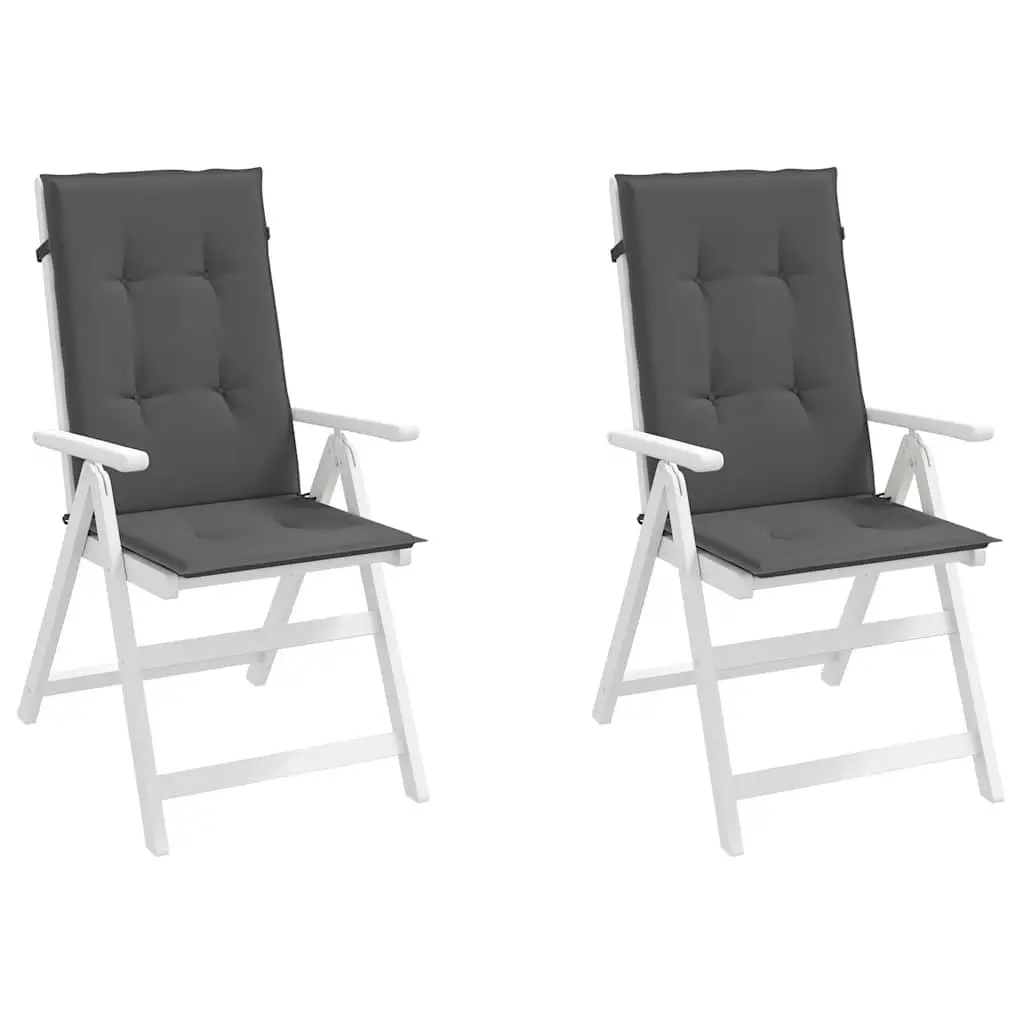Highback Chair Cushions Anthracite 120x50x2 cm Soft Foam Fibre Filling Outdoor Patio 2 Pack