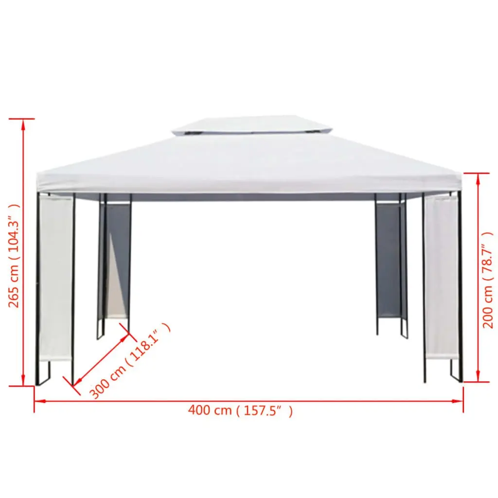 Outdoor Gazebo White 3x4 m Vented Roof Shade Structure
