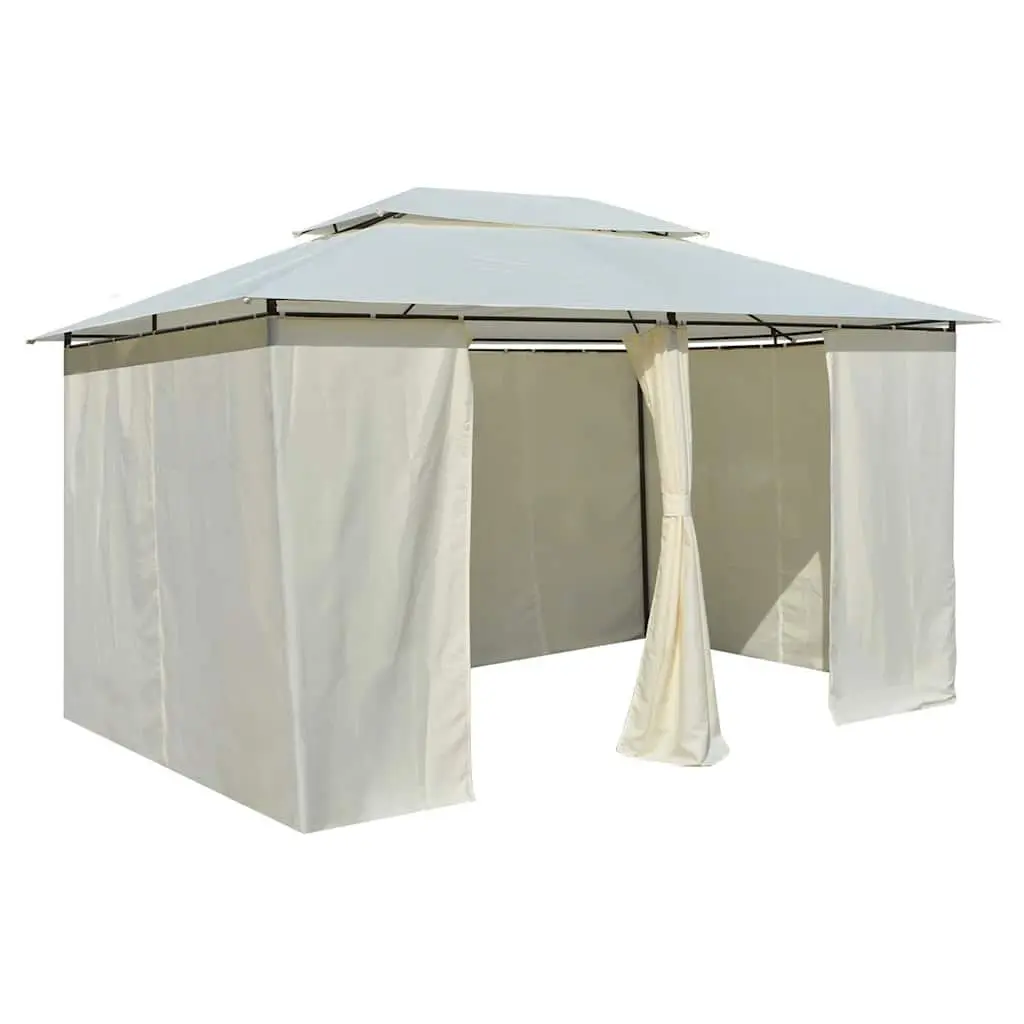 Garden Gazebo White 4x3 m Water-Repellent Vented Roof Durable Steel Frame