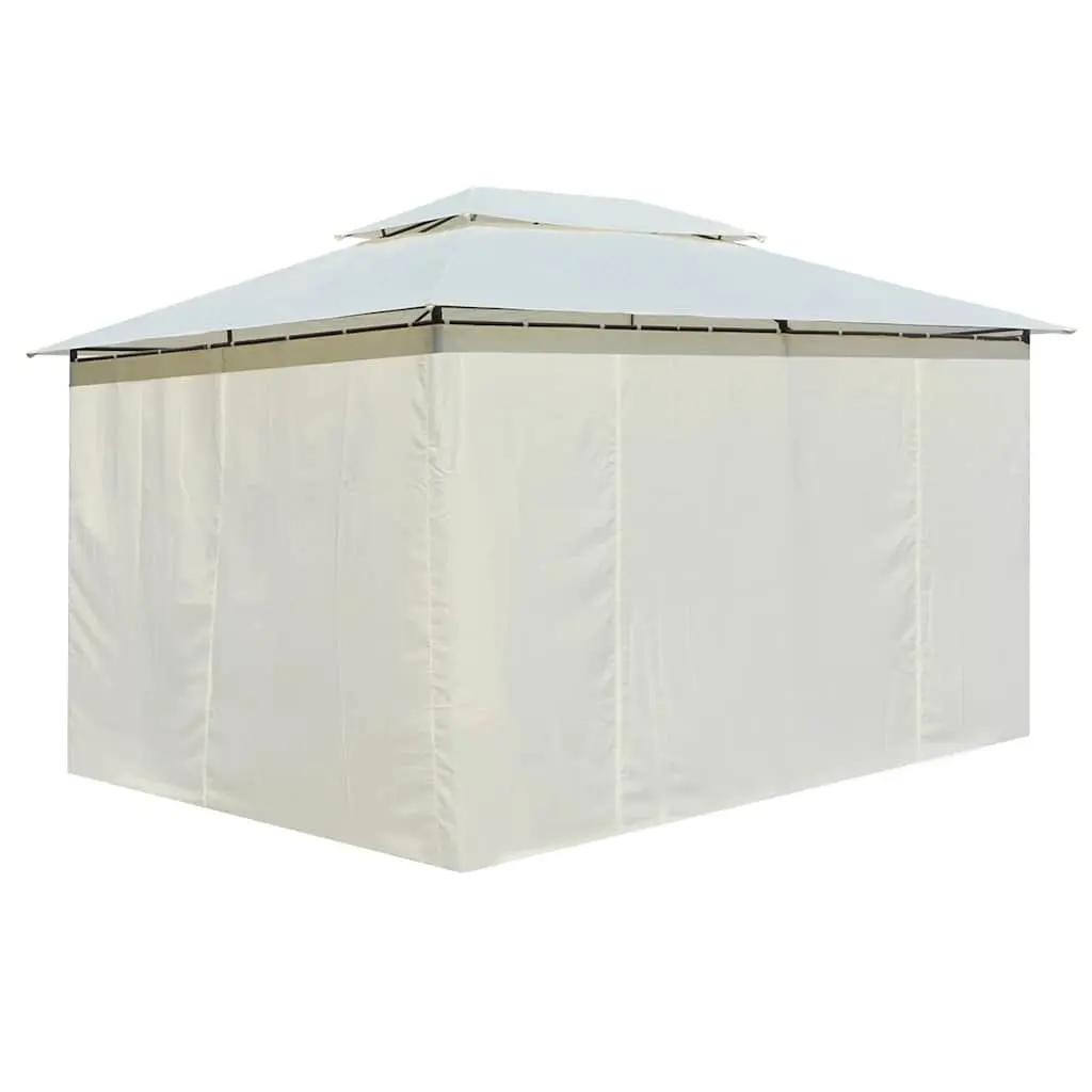 Garden Gazebo White 4x3 m Water-Repellent Vented Roof Durable Steel Frame