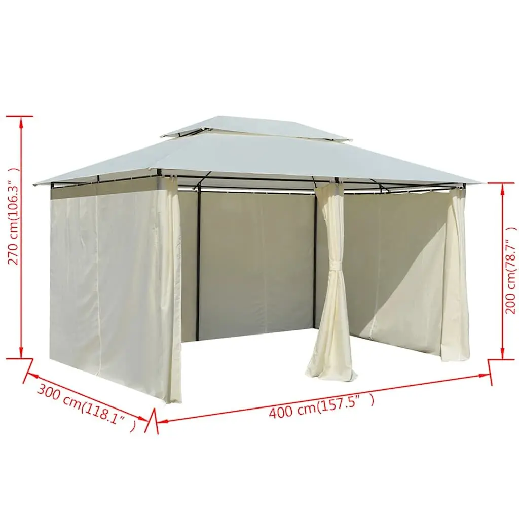 Garden Gazebo White 4x3 m Water-Repellent Vented Roof Durable Steel Frame