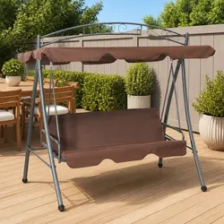 Convertible Swing Bench with Canopy and Cushions