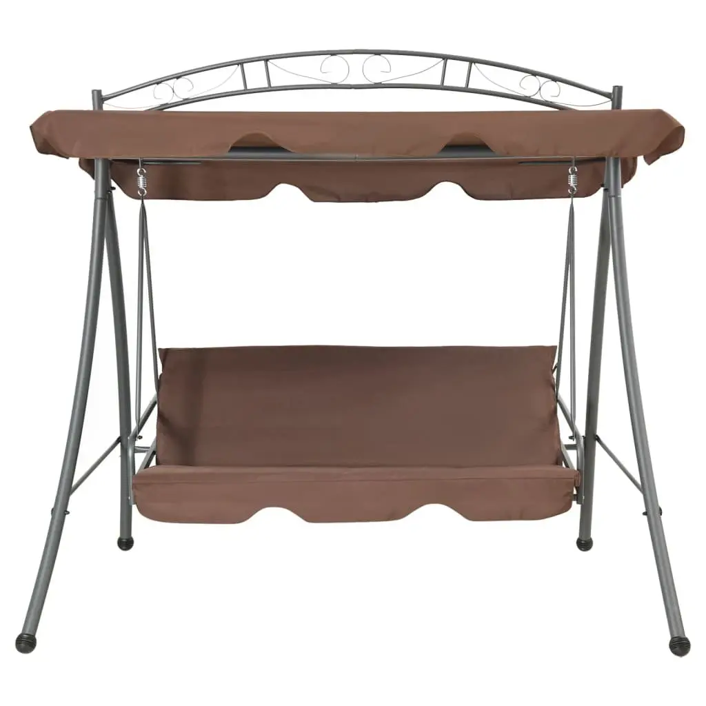 Convertible Swing Bench Brown Outdoor Canopy Garden Furniture 2 Seater