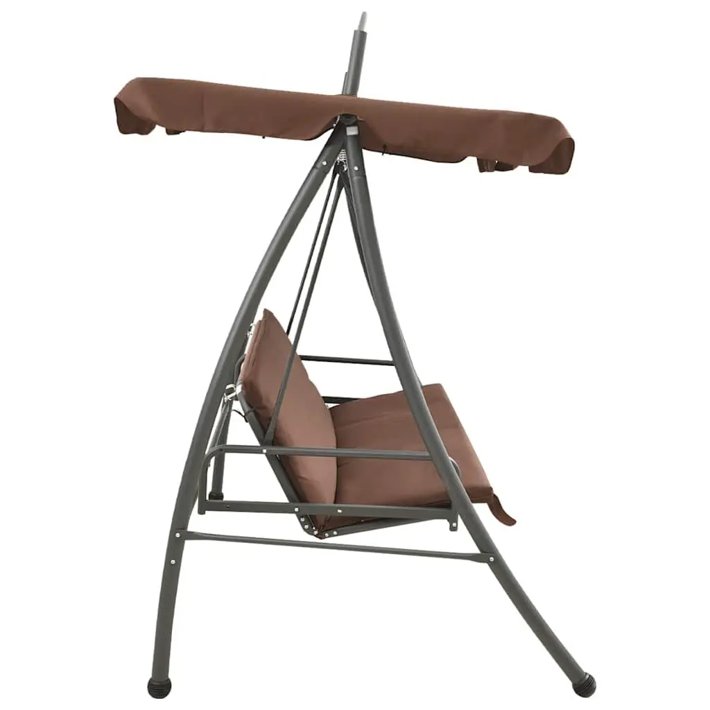 Convertible Swing Bench Brown Outdoor Canopy Garden Furniture 2 Seater