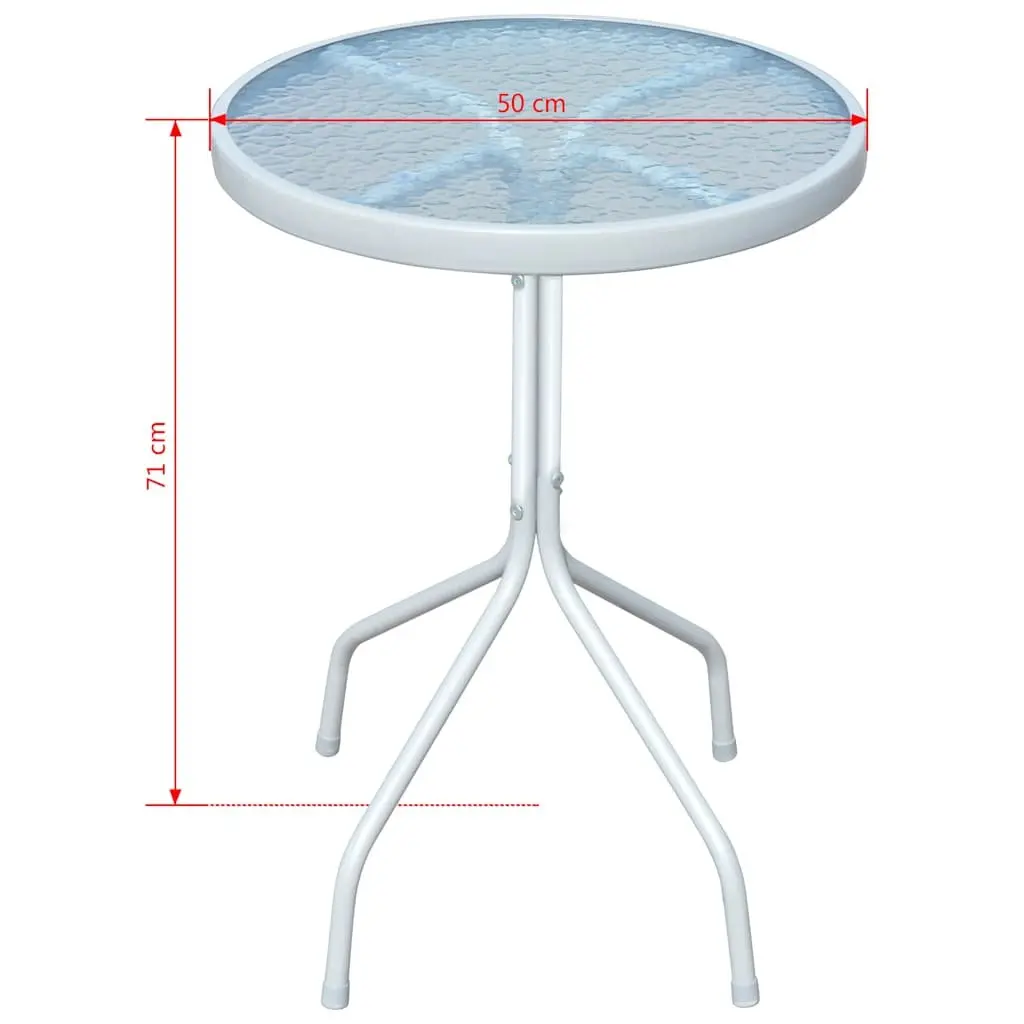Grey Round Bistro Table 50x71 cm Outdoor Garden Patio Dining Steel Frame Glass