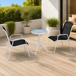 3 Piece Bistro Set Outdoor Garden Furniture Steel Frame Chairs Table Patio