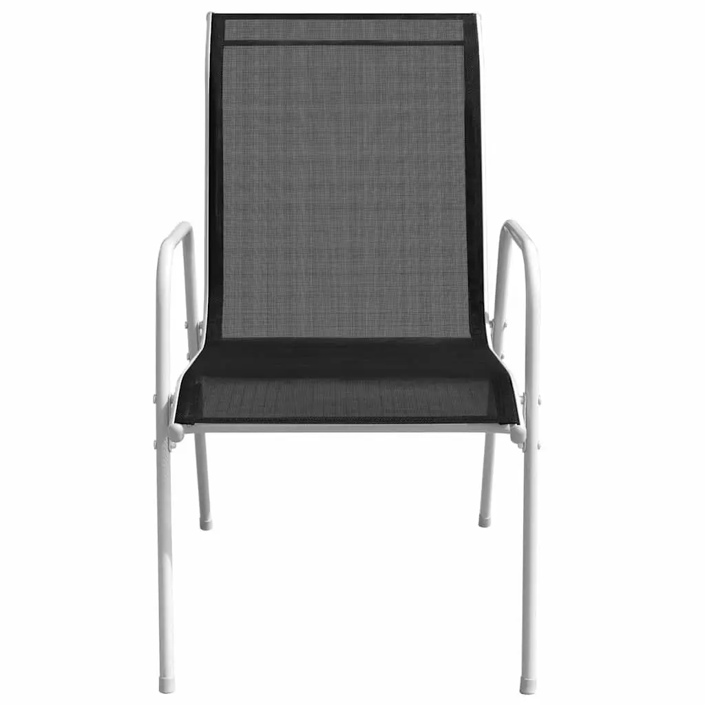 3 Piece Bistro Set Grey Outdoor Garden Furniture Steel Frame Chairs Table Patio