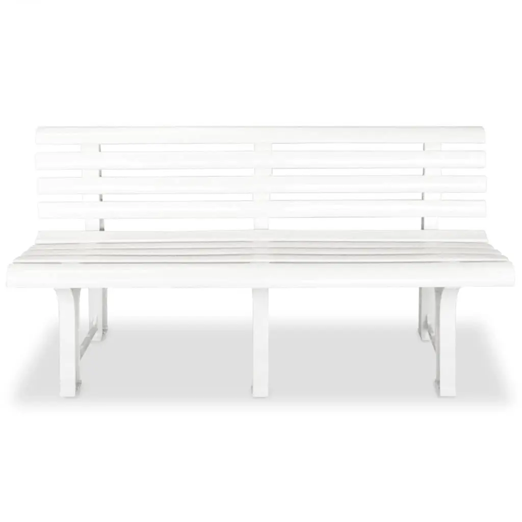Garden Bench White 145.5 cm Weather Resistant Plastic Outdoor Seating