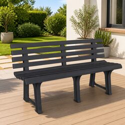 Garden Bench 145.5cm Outdoor Seating Patio Furniture Anthracite Plastic
