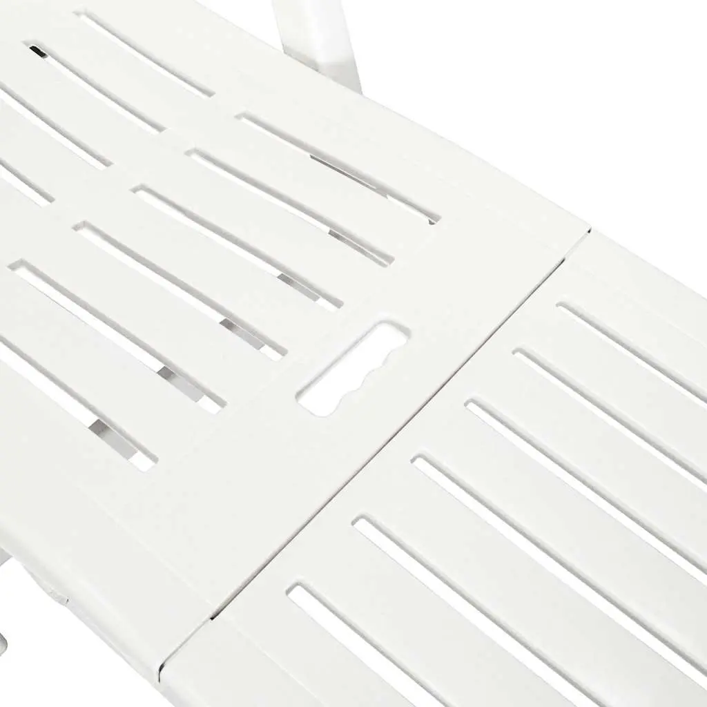 Plastic Sun Lounger White Adjustable Reclining Deck Chair Outdoor Garden Folding