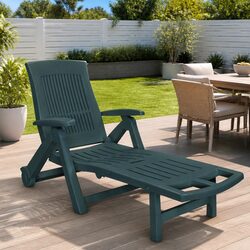 Sun Lounger with Footrest Foldable Reclining Outdoor Garden Patio Deck Chair