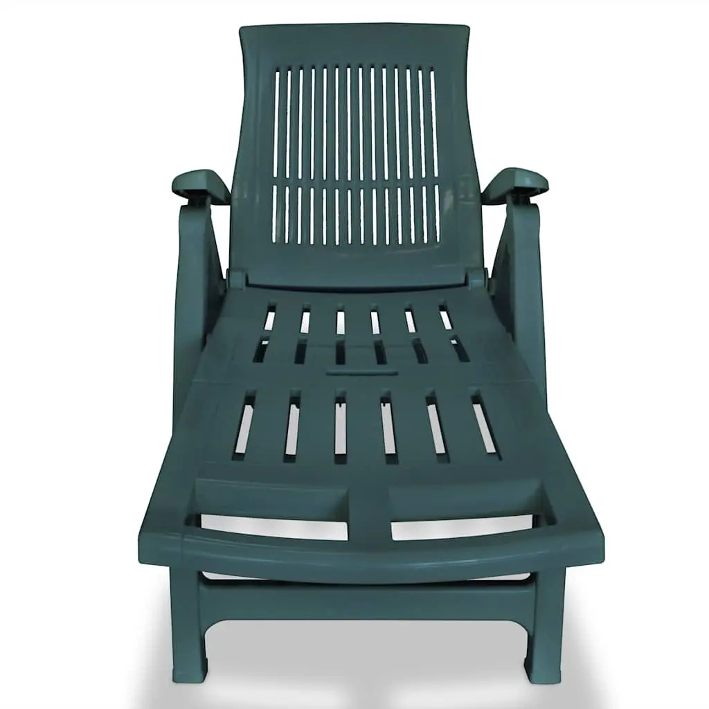 Sun Lounger Green Foldable Reclining Outdoor Chair with Footrest