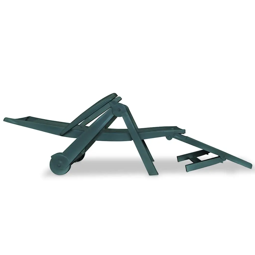 Sun Lounger Green Foldable Reclining Outdoor Chair with Footrest
