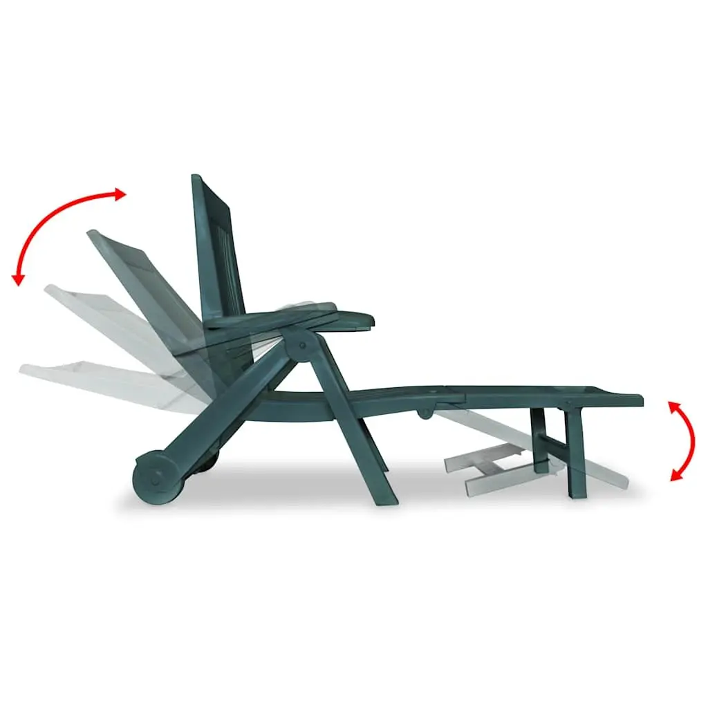 Sun Lounger Green Foldable Reclining Outdoor Chair with Footrest