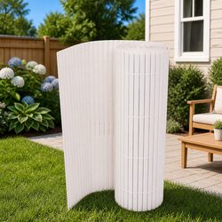 Double-Sided Garden Fence Panel 90x300 cm White Outdoor Sectioning Windbreak