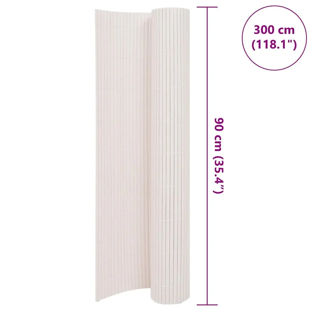 Double-Sided Garden Fence Panel White 90x300 cm Weather-Resistant PVC Outdoor Sectioning Windbreak