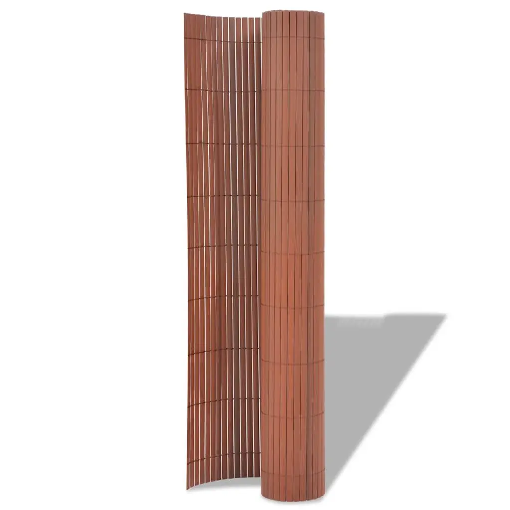 Garden Fence Panel Brown 90 x 300 cm Double-Sided PVC Outdoor Screening Windbreak Barrier
