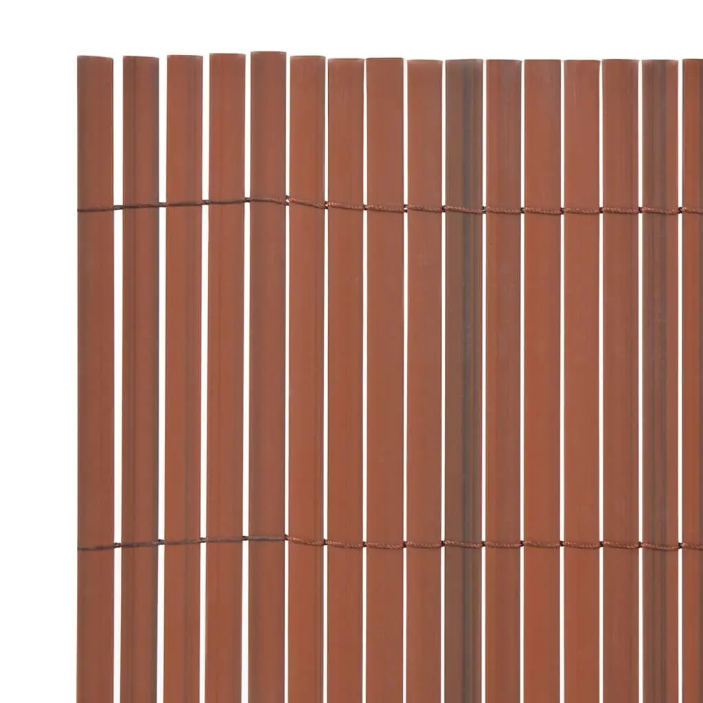 Garden Fence Panel Brown 90 x 300 cm Double-Sided PVC Outdoor Screening Windbreak Barrier