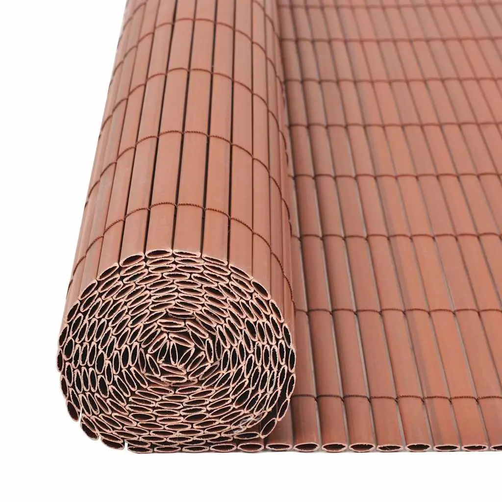 Garden Fence Panel Brown 90 x 300 cm Double-Sided PVC Outdoor Screening Windbreak Barrier