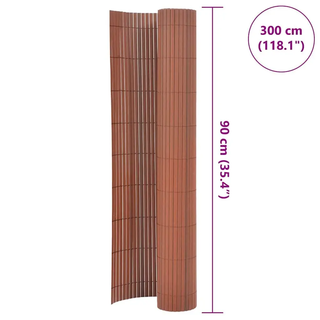 Garden Fence Panel Brown 90 x 300 cm Double-Sided PVC Outdoor Screening Windbreak Barrier