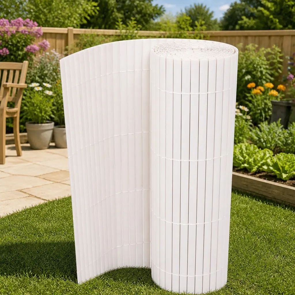 Double-Sided Garden Fence Panel White 90x500cm Weather-Resistant Easy to Clean