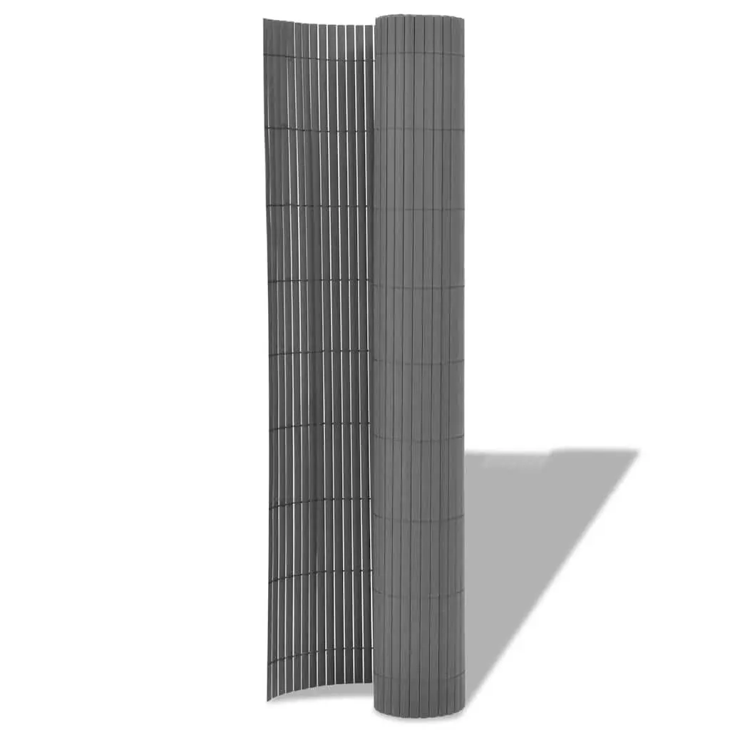 Garden Fence Panel Grey 90x500cm Double-Sided PVC Outdoor Screening Barrier